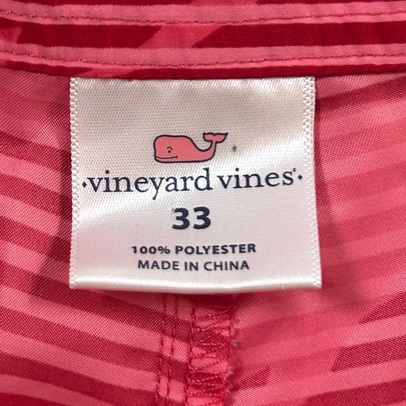 Men’s Vineyard Vines Swim Shorts. Size 33. 
Pink/Red Stripe w/ Shark Pattern. - Picture 3 of 9